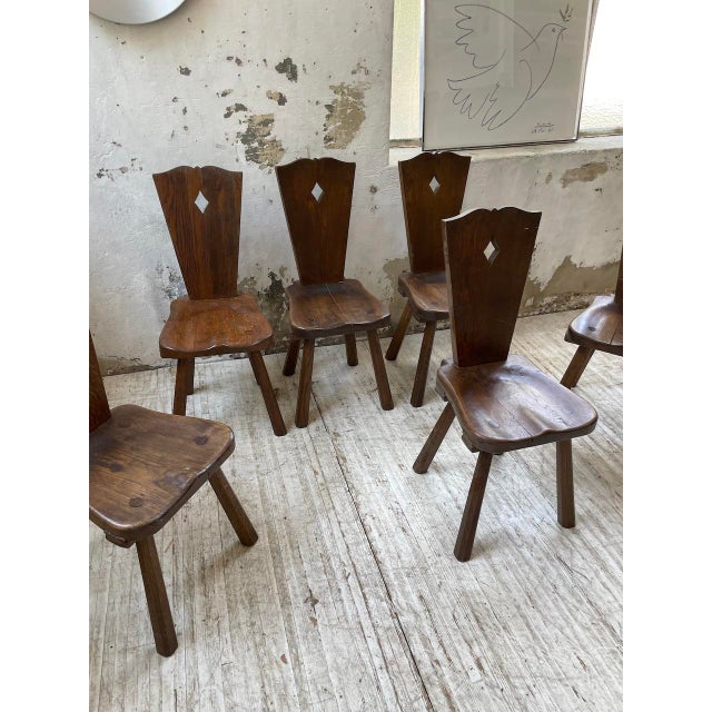 Vintage Oak Folk Art Chairs, 1950s, Set of 6 For Sale - Image 17 of 18