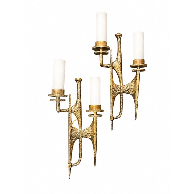 Vintage Brass Wall Lights from Felix Agostini, 1990s, Set of 2 For Sale - Image 6 of 7
