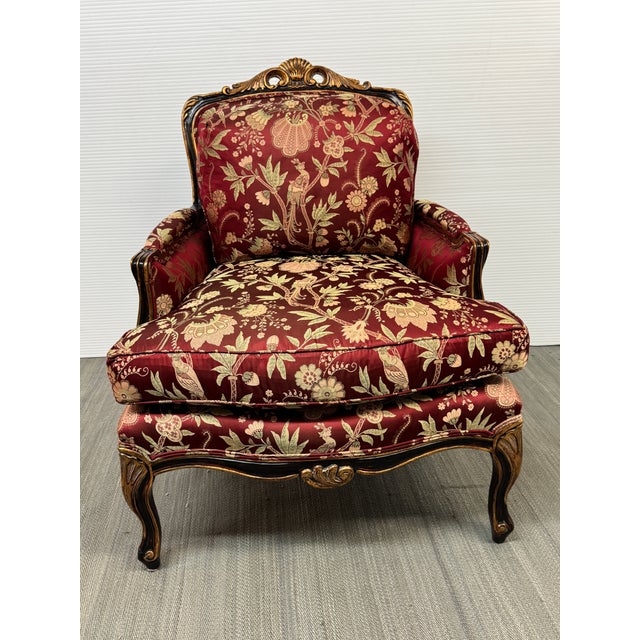 Design Plus Gallery presents a 1920s French Empire Style Bergère Armchair. This flawlessly reupholstered chair has an...