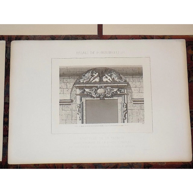 Antique 19th C. Imperial Folio Palais De Fontainebleau Architectural Detail Engravings - Set of 5 For Sale In Cincinnati - Image 6 of 8