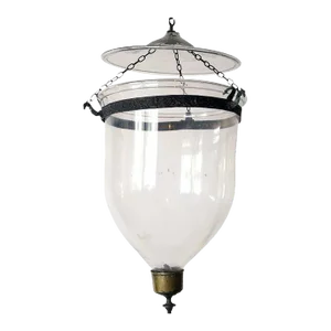 19th Century English Regency Style Glass Pendant Hall Candle Lantern
