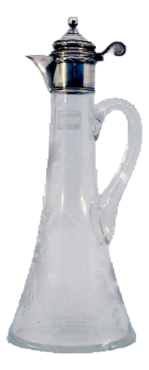 Glass Jug with Reliefs on the Neck and Silver Hinged Lid