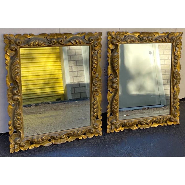 Rococo Pair Mirrors - 19th Century French Rococo Revival Carved Giltwood For Sale - Image 3 of 7