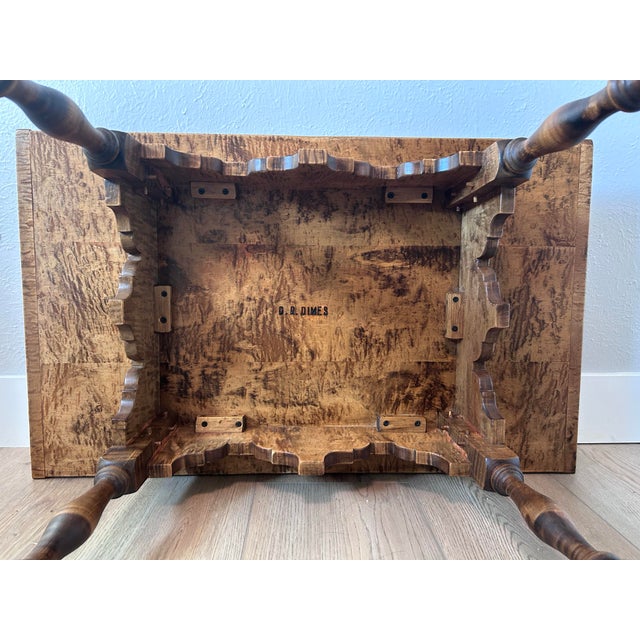 Brown D. R. Dimes Tiger Maple Tavern Side Table For Sale - Image 8 of 11