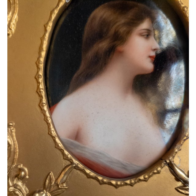 19th Century German KPM Style Miniature Portrait on Porcelain in Shadowbox Frame For Sale - Image 9 of 18