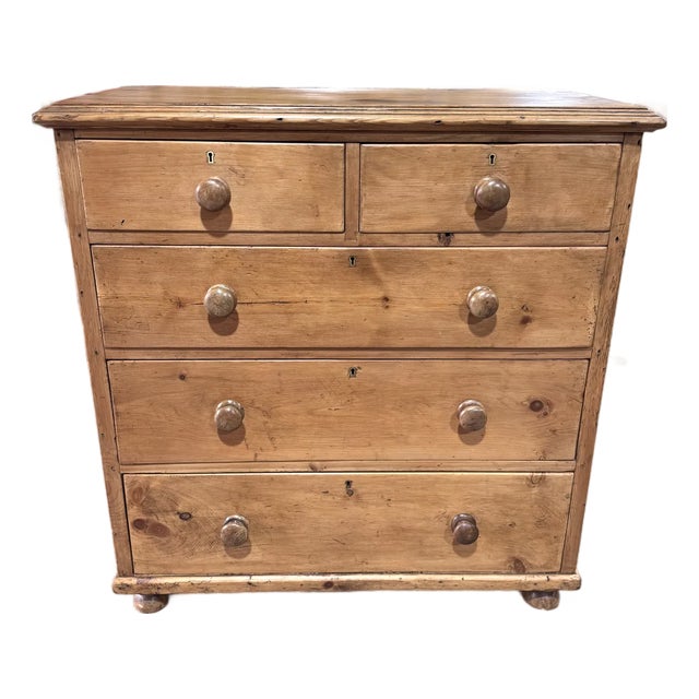 19th Century English Pine Chest of Drawers For Sale