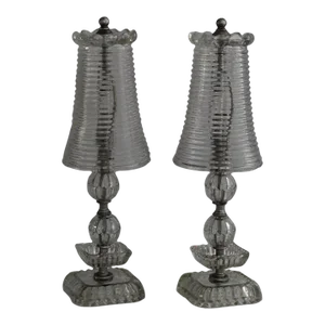 Pair of Early 20th Century Manhattan Glass Crystal Lamps