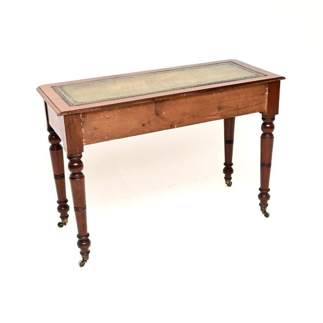 Mid 19th Century Antique Victorian Leather Top Writing Table, 1860s For Sale - Image 5 of 11
