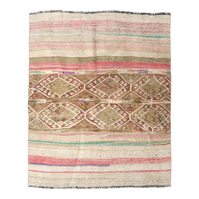 Vintage Turkish Decorative Small Kilim - 3`11″ X 4`9″ For Sale