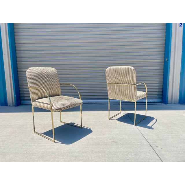 1980s 1980s Mid-Century Brass Dining Chairs by Design Institute of America- Set of 4 For Sale - Image 5 of 13