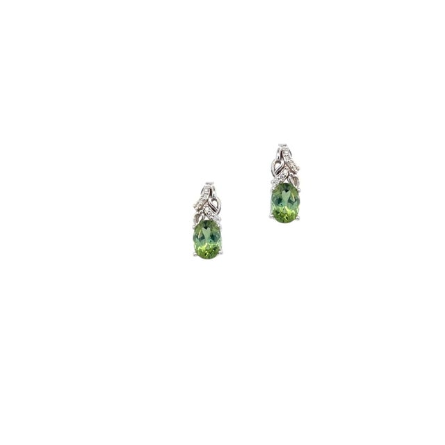 Natural Tourmaline Diamond Earrings 14k White Gold 1.57 TCW Certified For Sale - Image 12 of 14