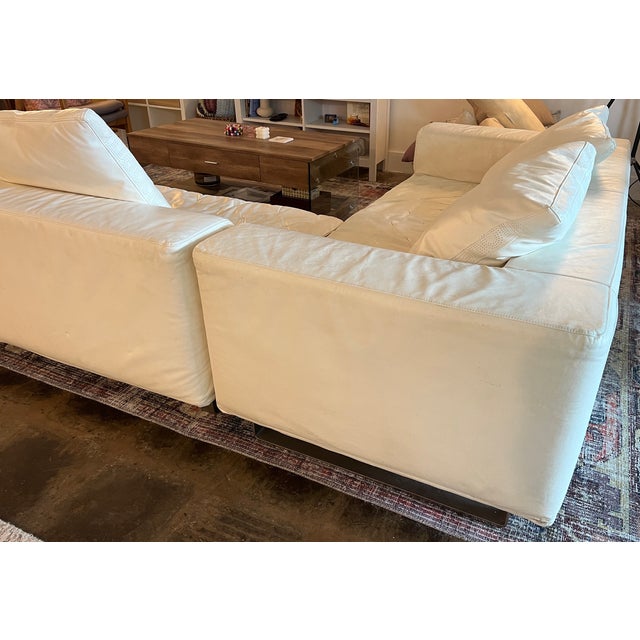 Giovannetti 1990s Giovannetti Collezioni "Friends Light" Modular Sofa - White Italian Leather For Sale - Image 4 of 11