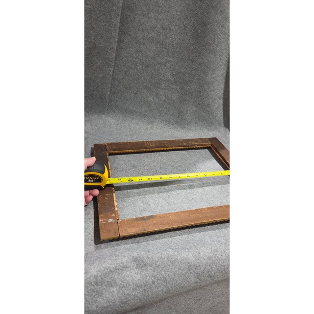 Vintage Folk Art Tramp Art Wood Frame With Geometric Carving For Sale - Image 15 of 18