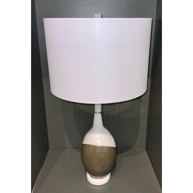 2020s Mid-Century Modern Style Taupe and White Table Lamp For Sale - Image 5 of 5