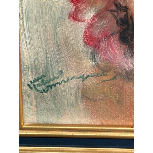 A very attractive portrait on panel by Jean Gabriel Domergue, titled "The Cat" on the back. Height (excluding frame): 24...