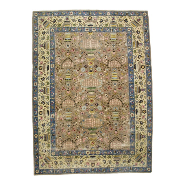 Fine Antique Persian Tabriz Vase Design Rug 8'3" X 11’5" For Sale