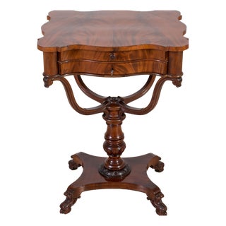 Antique English Mahogany Worktable, 1800s For Sale