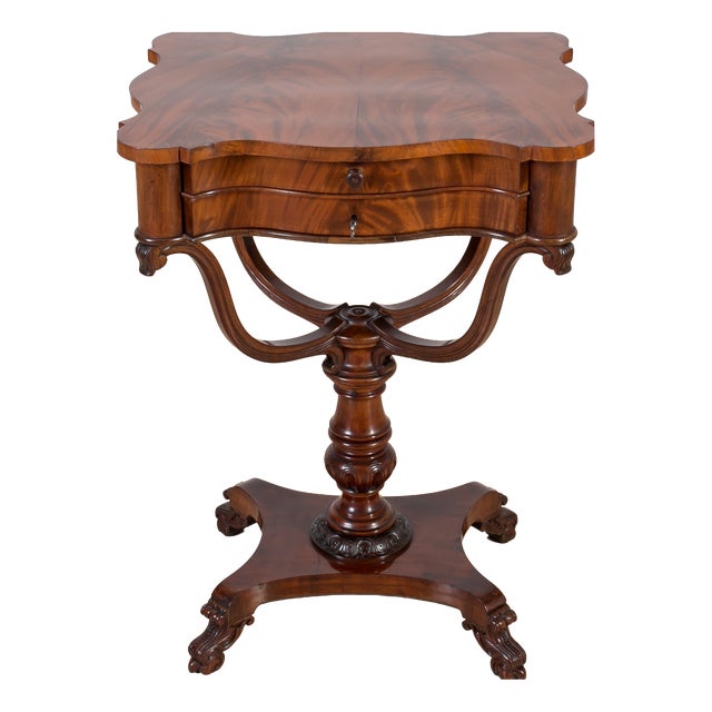 Antique English Mahogany Worktable, 1800s For Sale