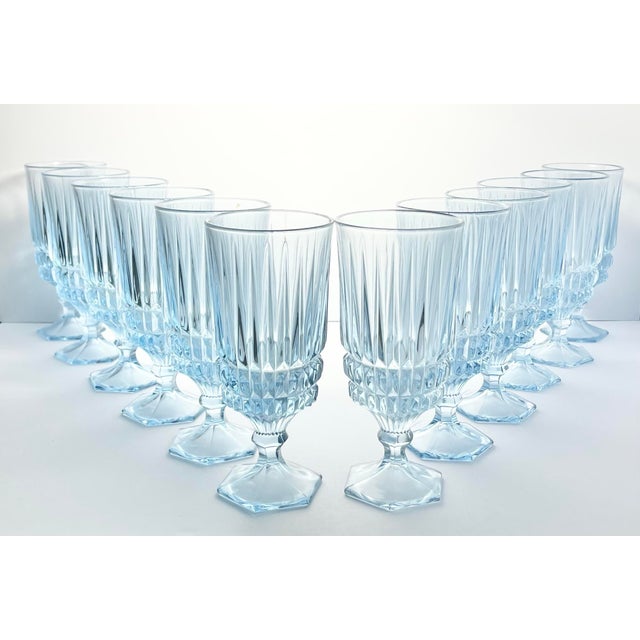 Contemporary 1980s Fostoria “Heritage (Blue)” Set of 12 Iced Tea Glasses For Sale - Image 3 of 6