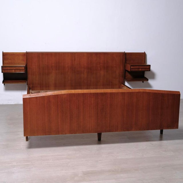 Mid-Century Modern Mid-Century Double Bed with Suspended Wooden Bedside Tables, 1950s For Sale - Image 3 of 18