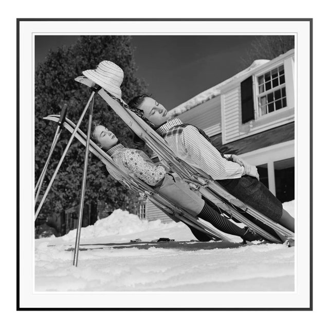 Contemporary New England Skiing 1955 by Slim Aarons Black Framed Print For Sale