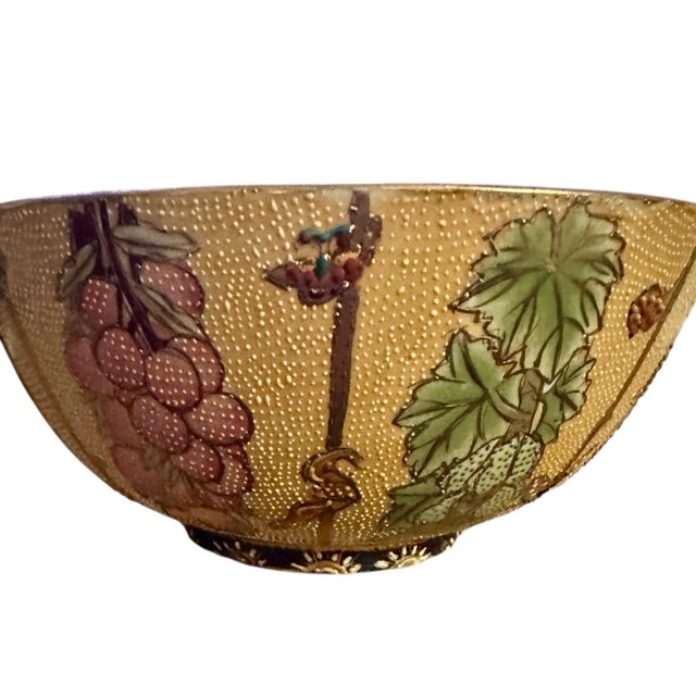 Vintage Oriental Moriage Rose and Fruit Porcelain Bowl For Sale - Image 12 of 12