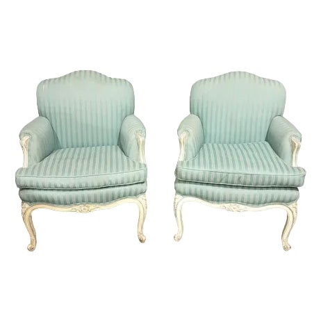 Set of French Painted Bergere Armchairs, 1900 For Sale