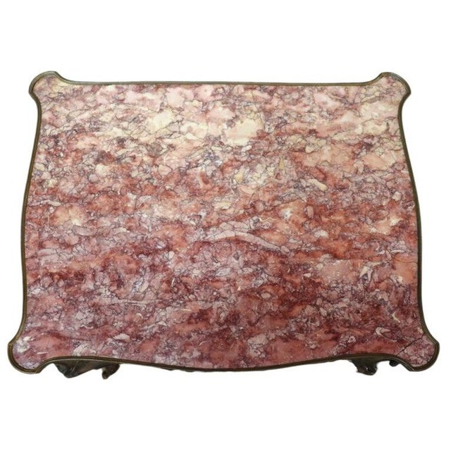 Linke Inspired French Marquetry Marble Top Table With Bronze Mounts 19thC For Sale - Image 11 of 17