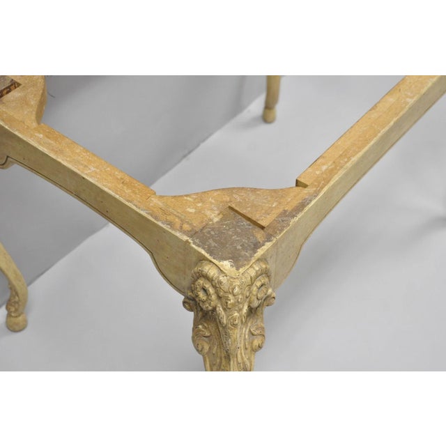 Vintage Italian Regency Rams Head Carved Hoof Foot Console Table Base For Sale - Image 12 of 15