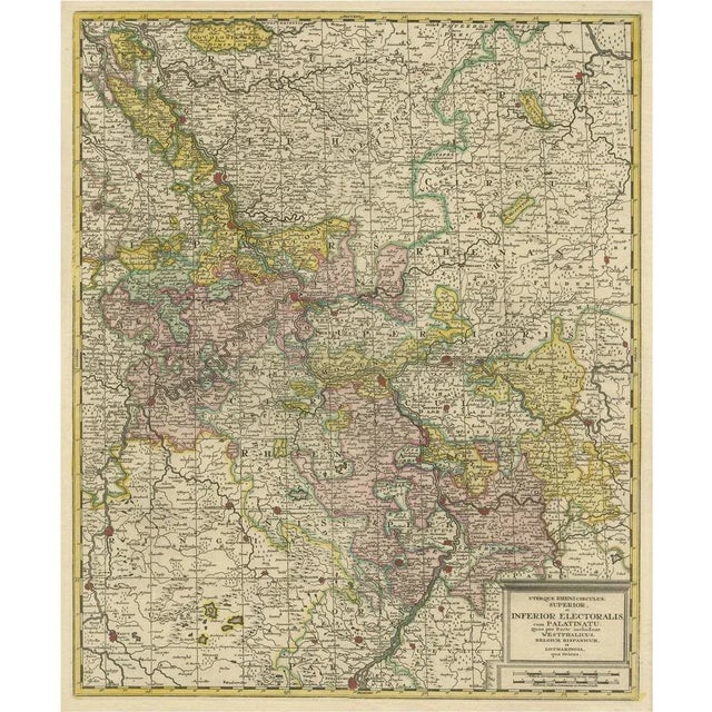 Antique Map of the Area Centered on the Rhine River For Sale - Image 6 of 6