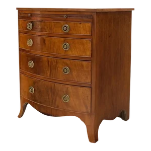 Antique 19th Century 4 Drawers Pull Out Tray Flame Mahogany Bachelor Chest Brass