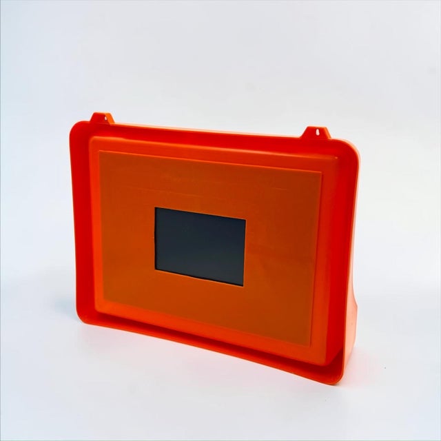 Orange Orange Plastic Wall Mirror with Integrated Shelf, 1970s For Sale - Image 8 of 12