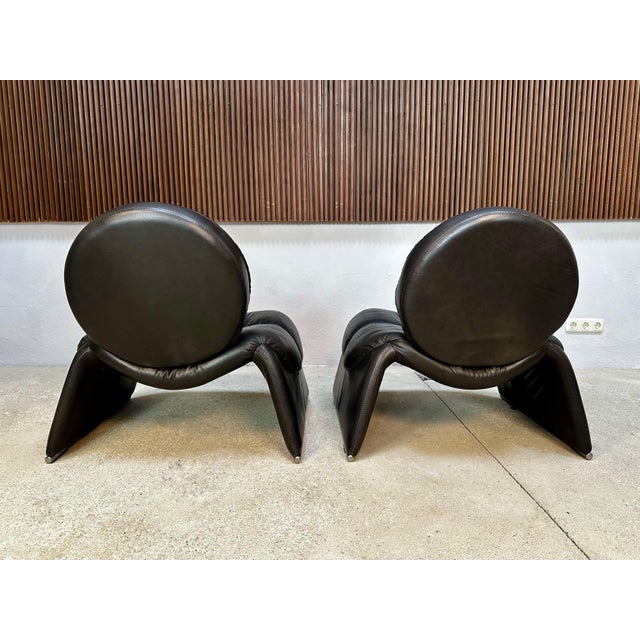 Postmodern Calypso C35 Leather Lounge Chairs by Vittorio Introini for Saporiti, Italy, 1980s, Set of 2 For Sale - Image 3 of 18