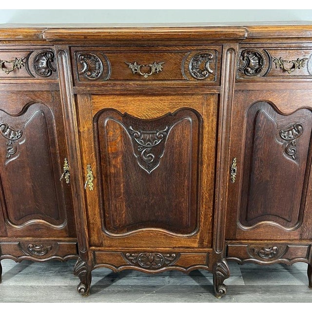 Antique French Louis XVI Carved Oak Cabinet For Sale - Image 10 of 18