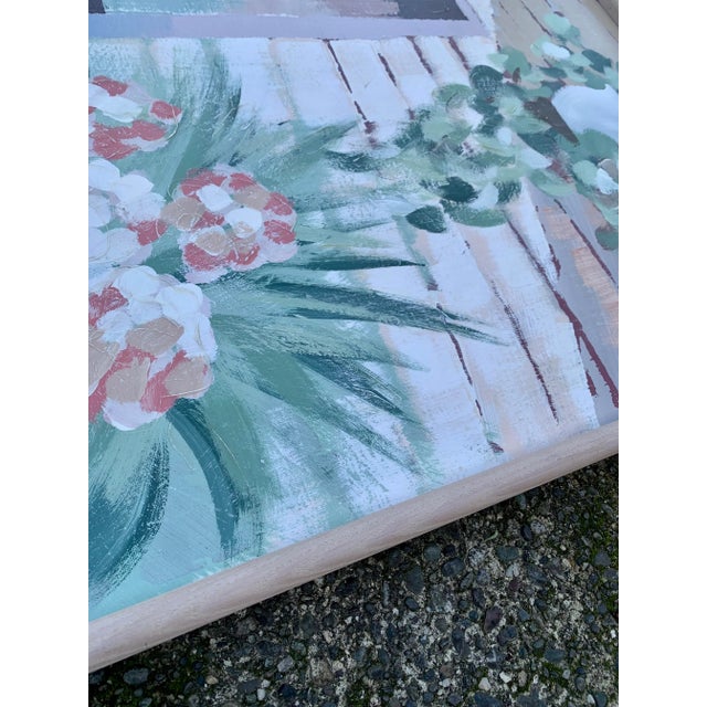 Late 20th Century Postmodern Style Embellished Print on Canvas of a Veranda Garden Scene by Karson For Sale - Image 9 of 13