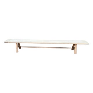 Andrianna Shamaris Impressive Milky Toned Teak Wood Long Bench For Sale