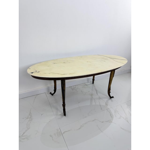 Oval Coffee Table with Marble Top, 1950s For Sale - Image 4 of 13