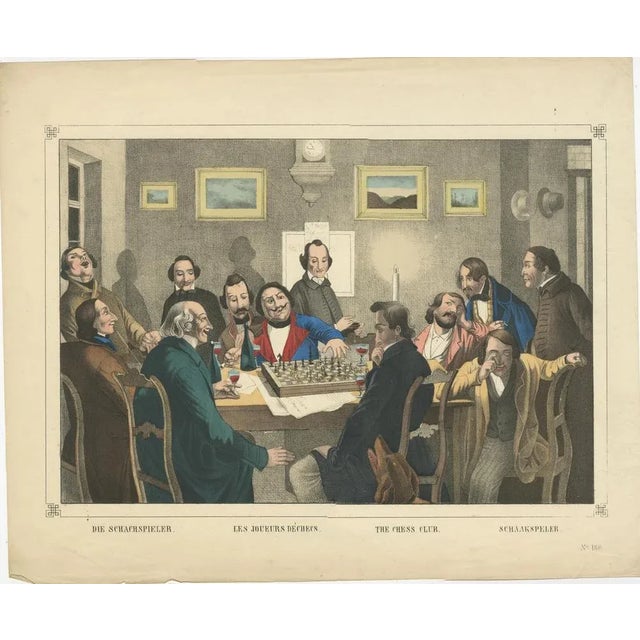 Gentleman Playing a Tense Game of Chess, Paper For Sale - Image 4 of 7