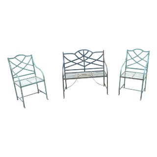 Set of Three Strap Iron Garden Suite For Sale