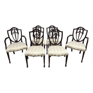Set of 6 Mahogany Shieldback Dining Chairs by Kindel, 20th Century For Sale