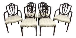 Set of 6 Mahogany Shieldback Dining Chairs by Kindel, 20th Century