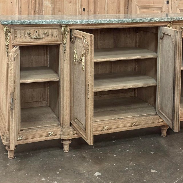 19th Century Louis XVI Stripped Oak and Ormolu Marble Top Buffet For Sale - Image 14 of 18