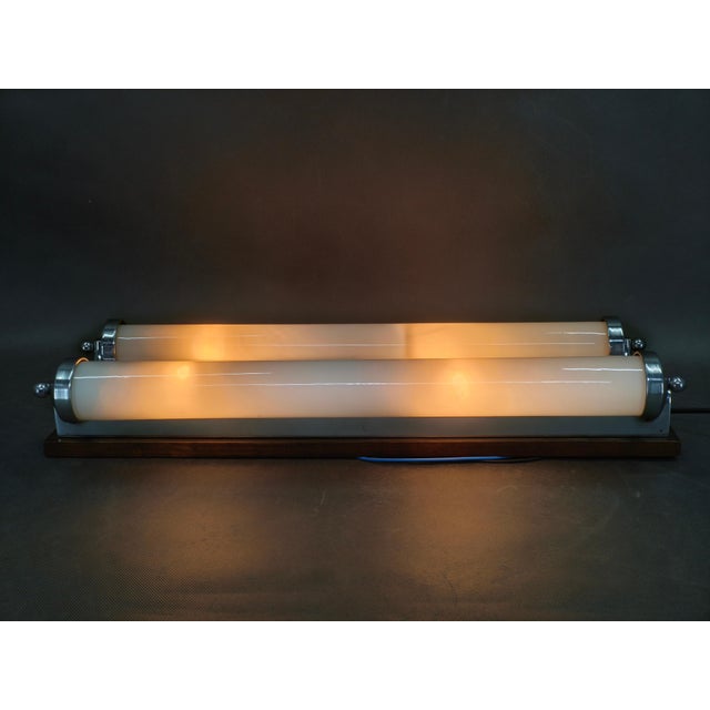 Large Art Deco Chrome and Glass Wall Light, Former Czechoslovakia, 1930s For Sale - Image 9 of 10