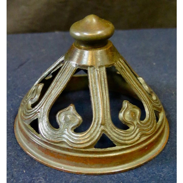 This vintage bronze authentic Handel Company lamp heat cap dates from the early 20th century. The cone shape patinated...