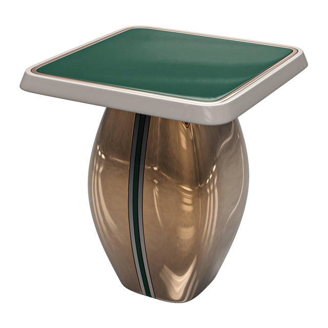 "Signora" Side Table With Bronze and Stainless Steel, Handmade For Sale - Image 4 of 5