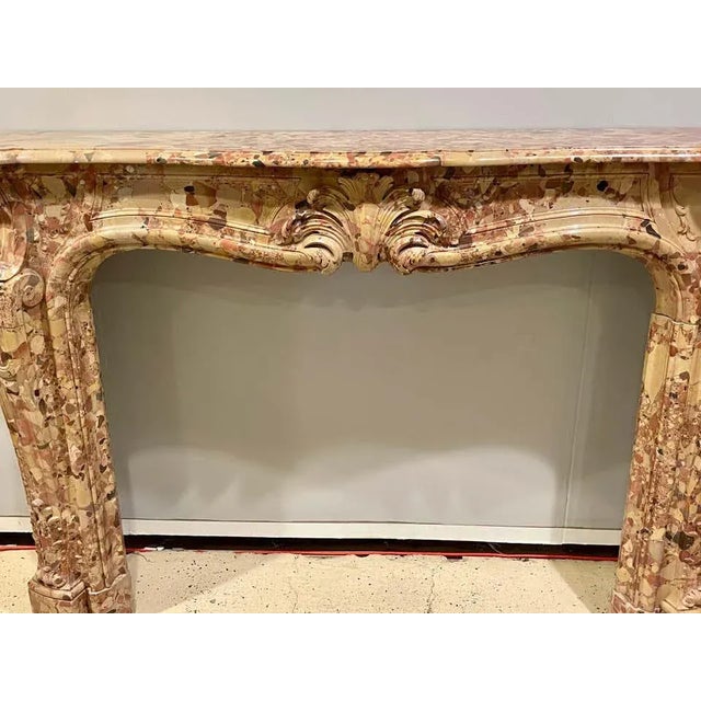 French Beige and Rouge Marble Fire Surround For Sale - Image 9 of 13
