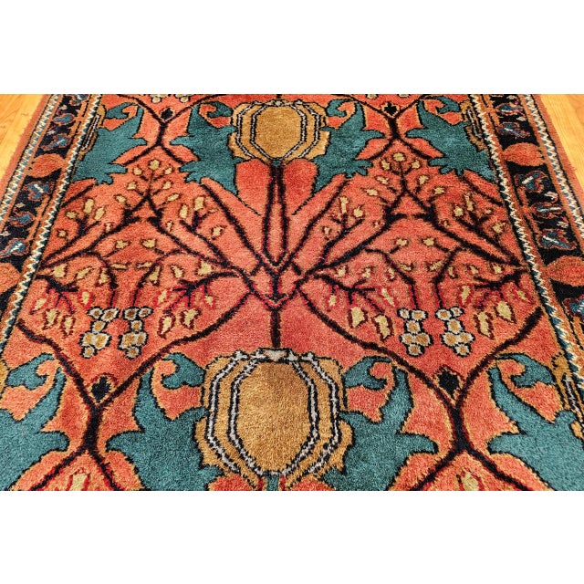 Vintage Mahal Sultanabad Rug, Hand-Knotted Wool, Geometric Pattern, 4x6, Terracotta & Blue For Sale - Image 10 of 13