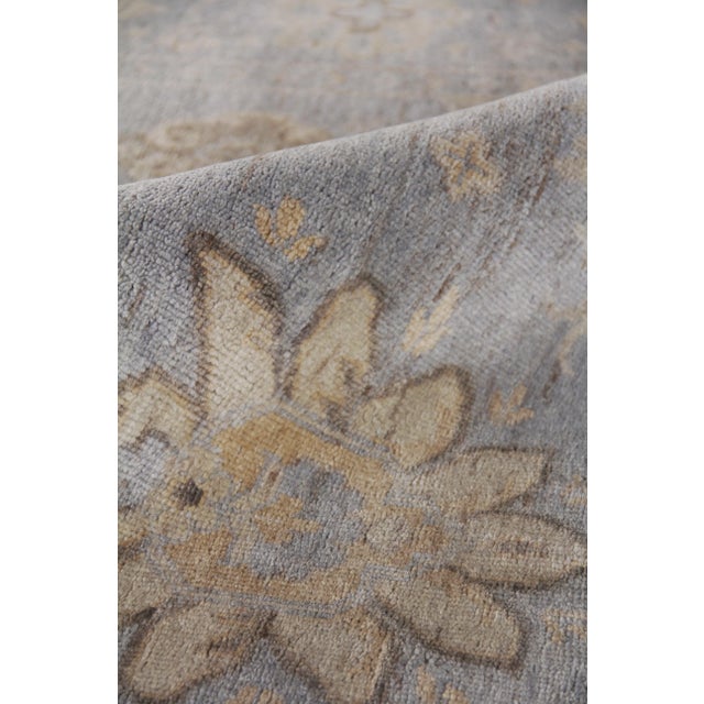 Oushak Hand-Knotted WoolLight Blue Rug - 9'x12' For Sale In Los Angeles - Image 6 of 8