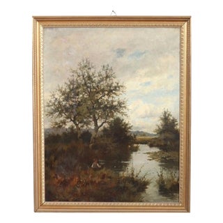 J. Paulman, River Landscape, Oil Painting on Canvas, Late 19th Century, Framed For Sale