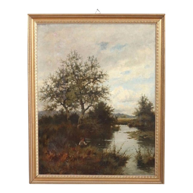 J. Paulman, River Landscape, Oil Painting on Canvas, Late 19th Century, Framed For Sale